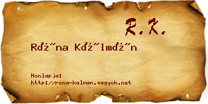 Róna Kálmán névjegykártya